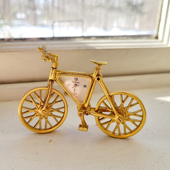 Vintage Le Temps Quartz Gold Bicycle Clock - Picture 1 of 8